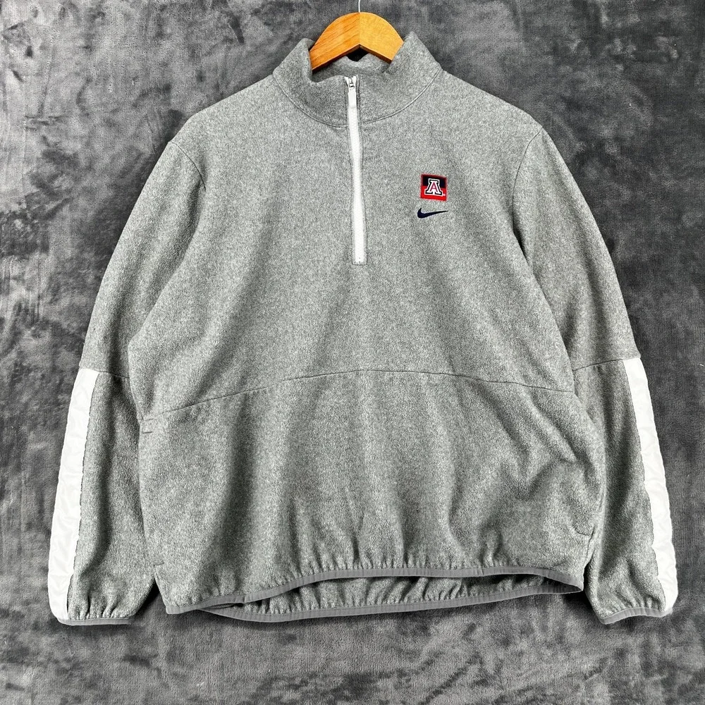 VTG Rare Nike University of Arizona Wildcats Gray 1/4 Zip Fleece Sweatshirt XL